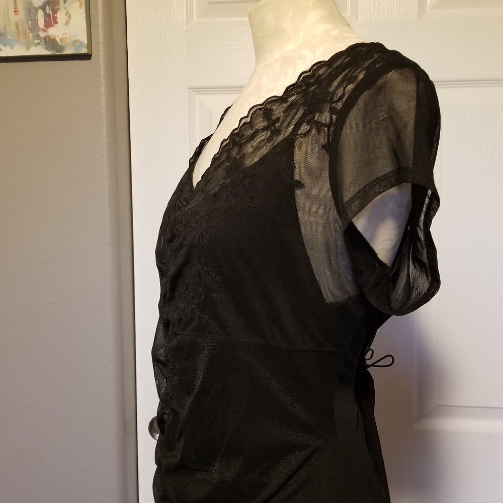 INC Embroidered Lace + Mesh Top XL - Picture 5 of 7